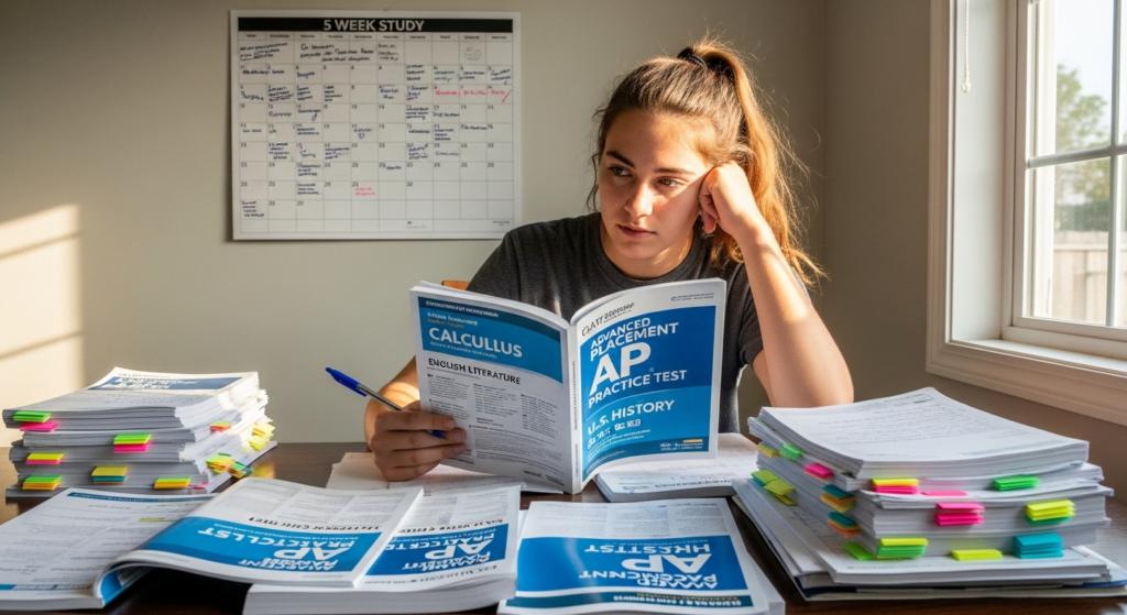 AP Exam Prep in April 2026: The Five-Week Plan That Can Still Save Your Score - Student AP exam study plan at kitchen table - Coach Tony Le egelloC